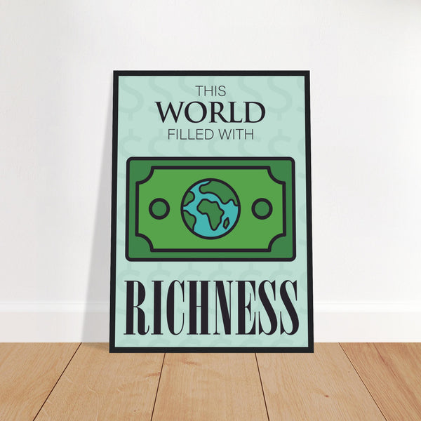 Abundant World Artwork Wooden Poster | Millionaire Mindset Artwork