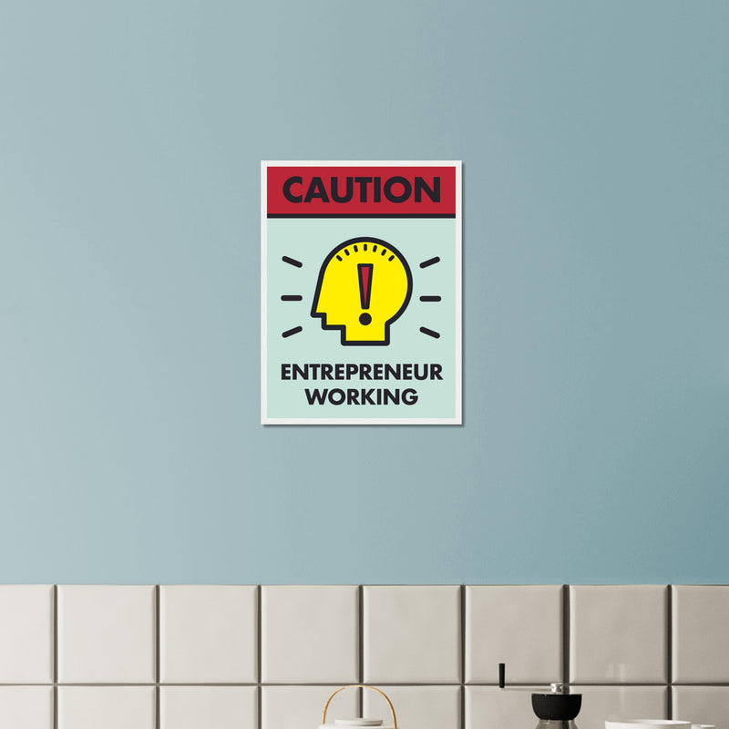Caution Wooden Framed Poster