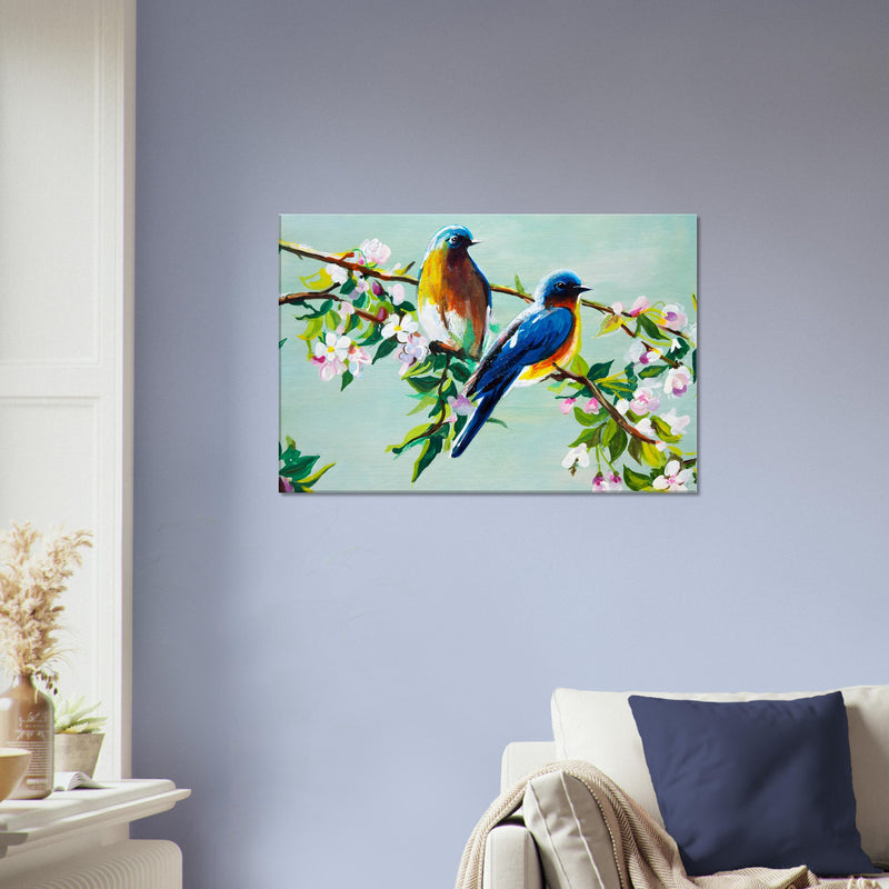 Blue Bird Canvas Art | Blue Birds Print | Millionaire Mindset Artwork