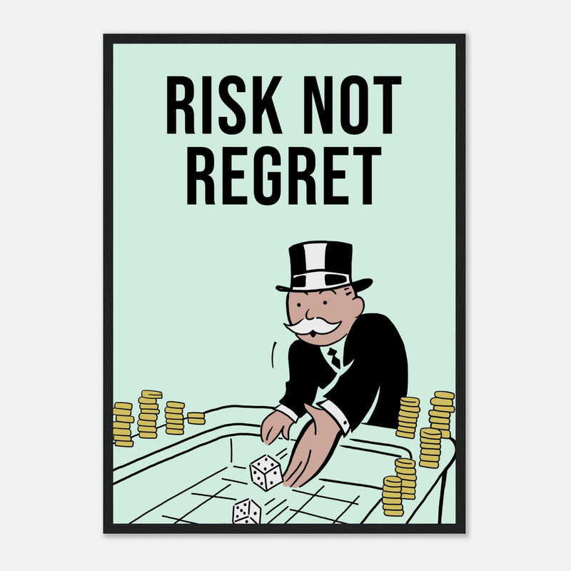 No Regrets Risk-Taking Framed Poster | Millionaire Mindset Artwork