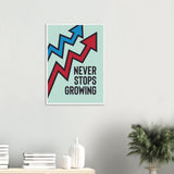 Never Stop Growing Poster Wooden Framed | Millionaire Mindset Artwork