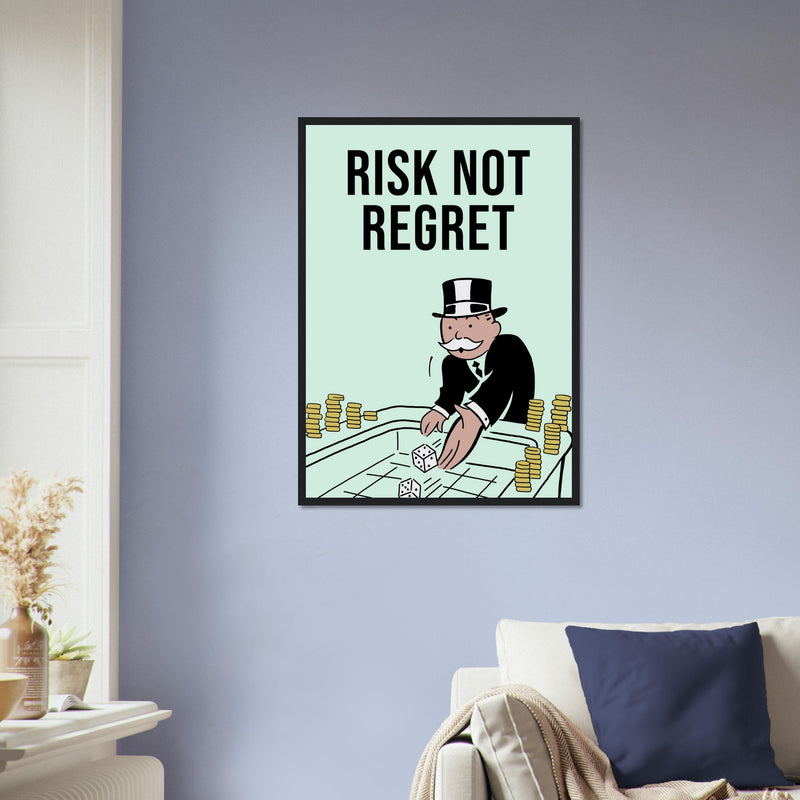 No Regrets Risk-Taking Framed Poster | Millionaire Mindset Artwork