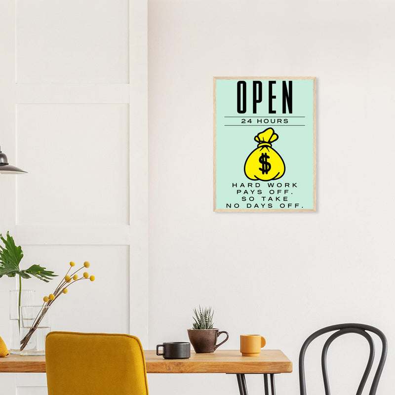 Open Wooden Framed Poster