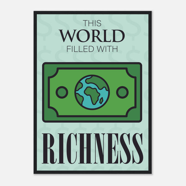 Abundant World Artwork Wooden Poster | Millionaire Mindset Artwork